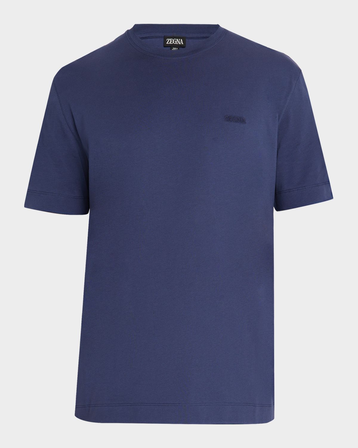 ZEGNA Men 's Embroidered Logo Cotton Crewneck T-Shirt