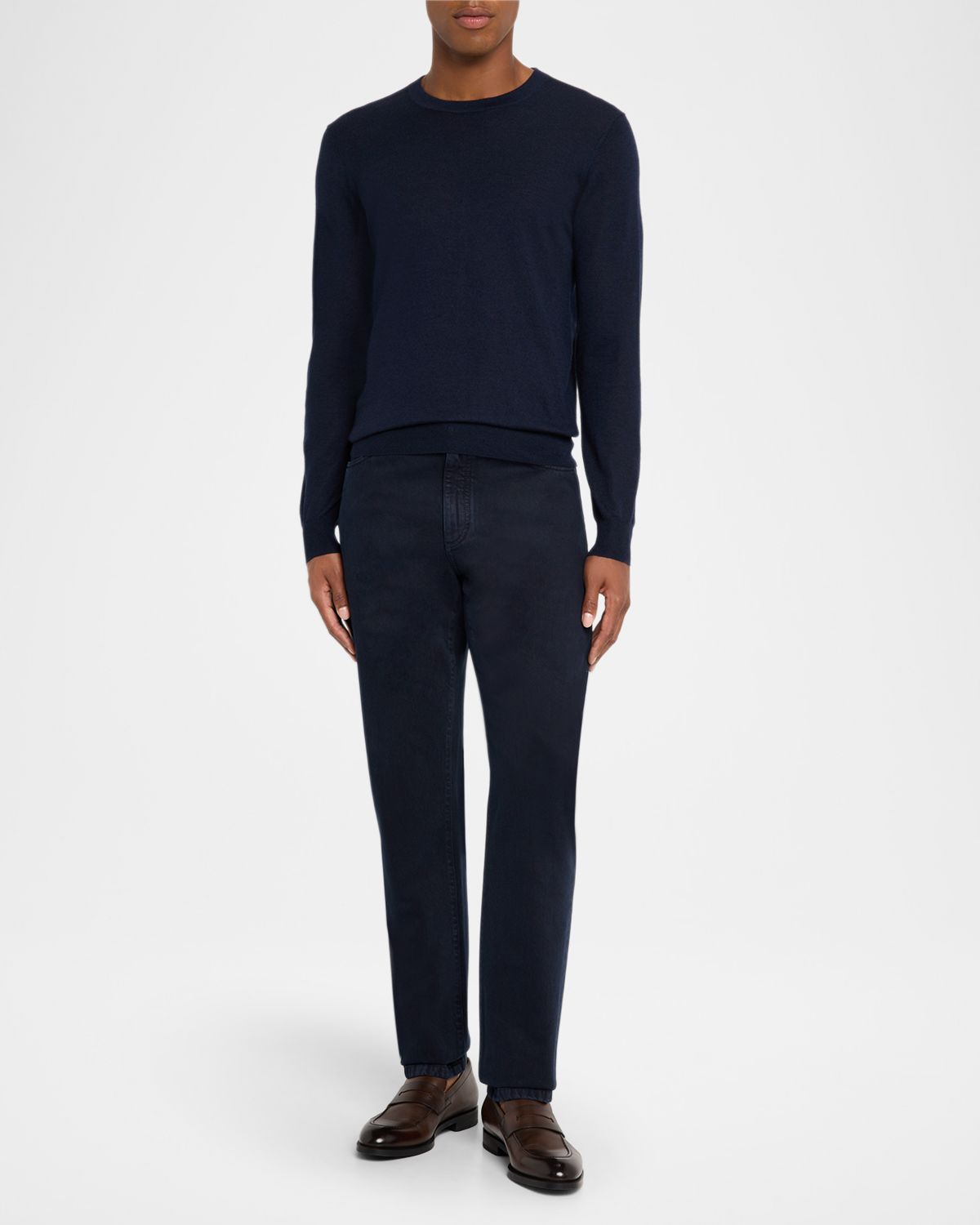 ZEGNA Men 's Slim-Fit Marbled Cotton Five-Pocket Pants