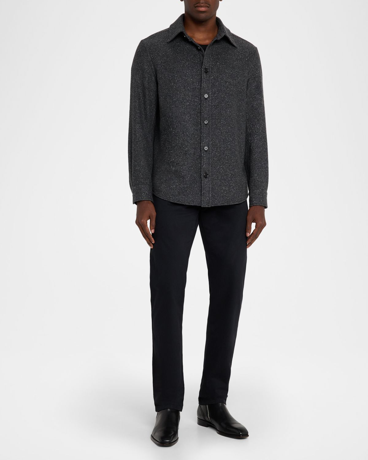 ZEGNA Men 's Cashmere and Silk Donegal Overshirt
