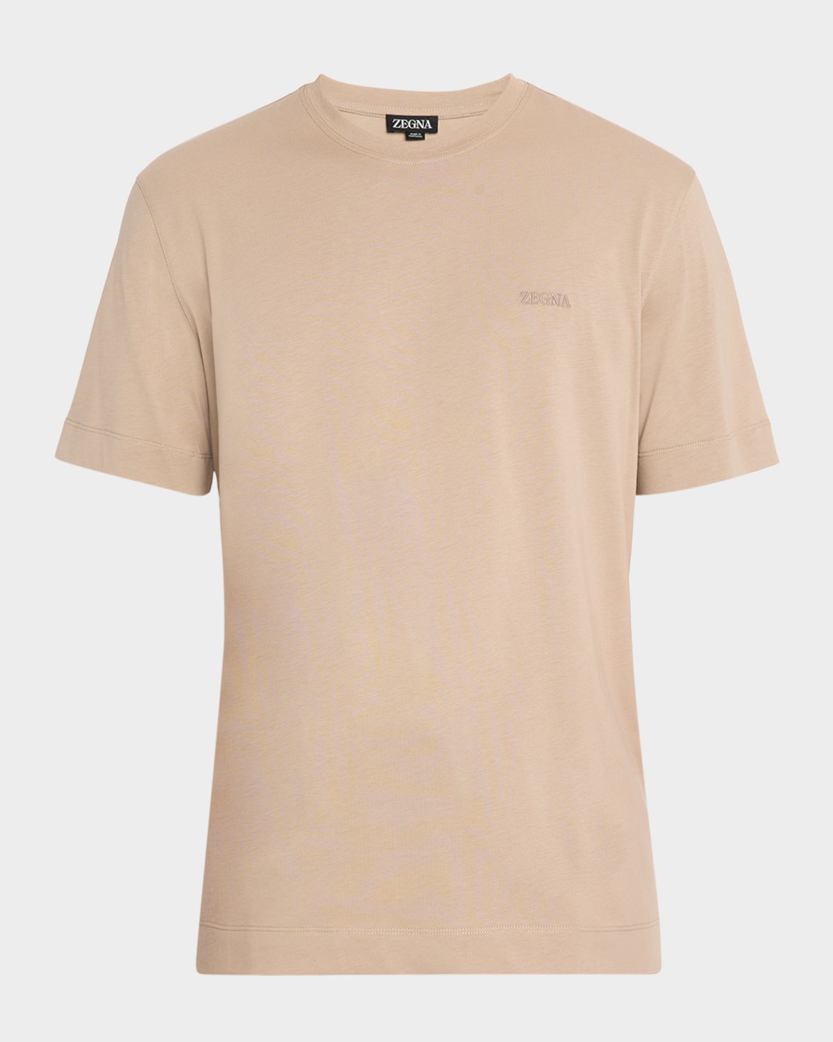 ZEGNA Men 's Heather Cotton T-Shirt with Embroidered Logo