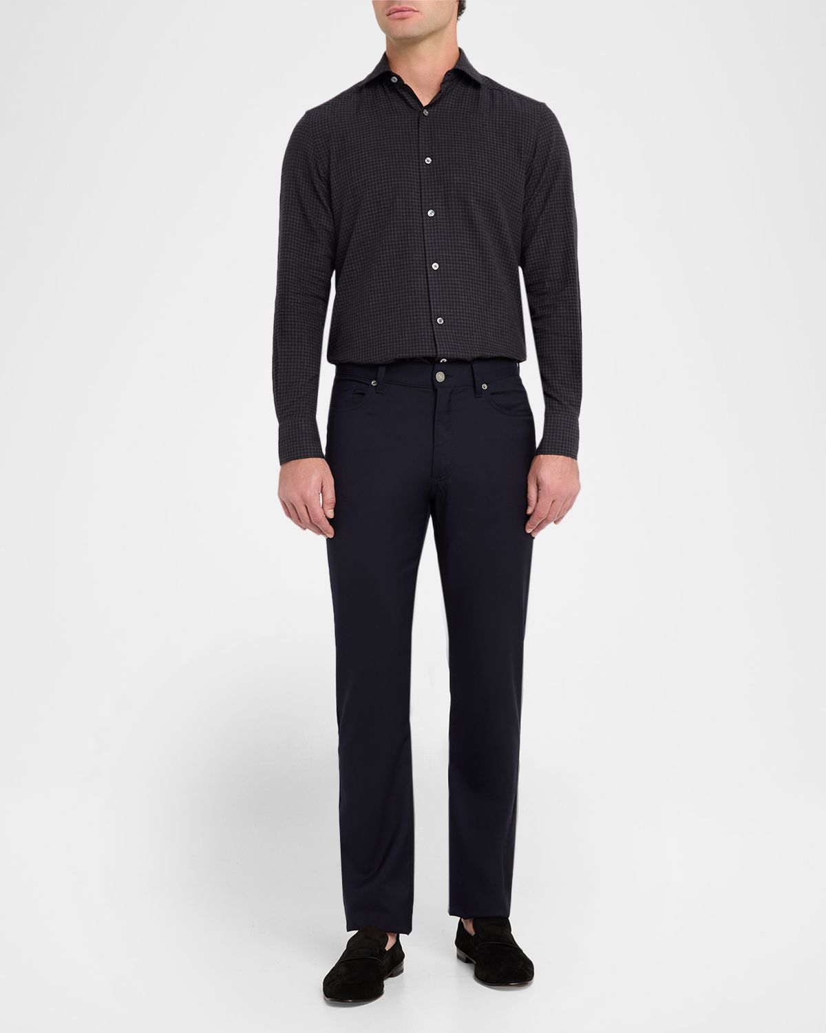 ZEGNA Men's Cotton and Cashmere Check Button-Down Shirt