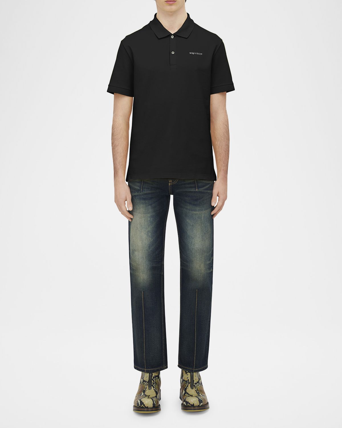 McQueen Men 's Embroidered Logo Pique Polo Shirt