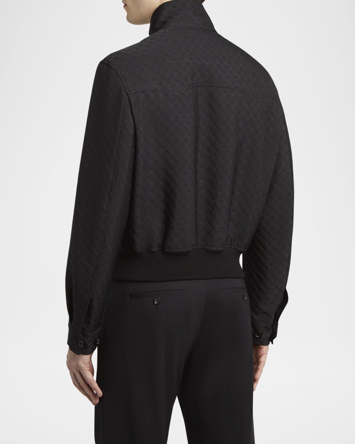 McQueen Men 's Skull Jacquard Cropped Jacket