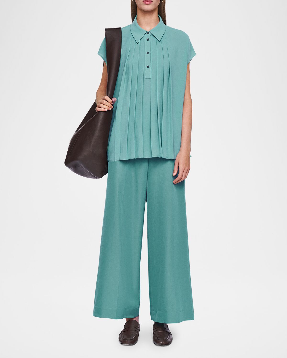 Joseph Antin Oversized Airy Pleated Blouse