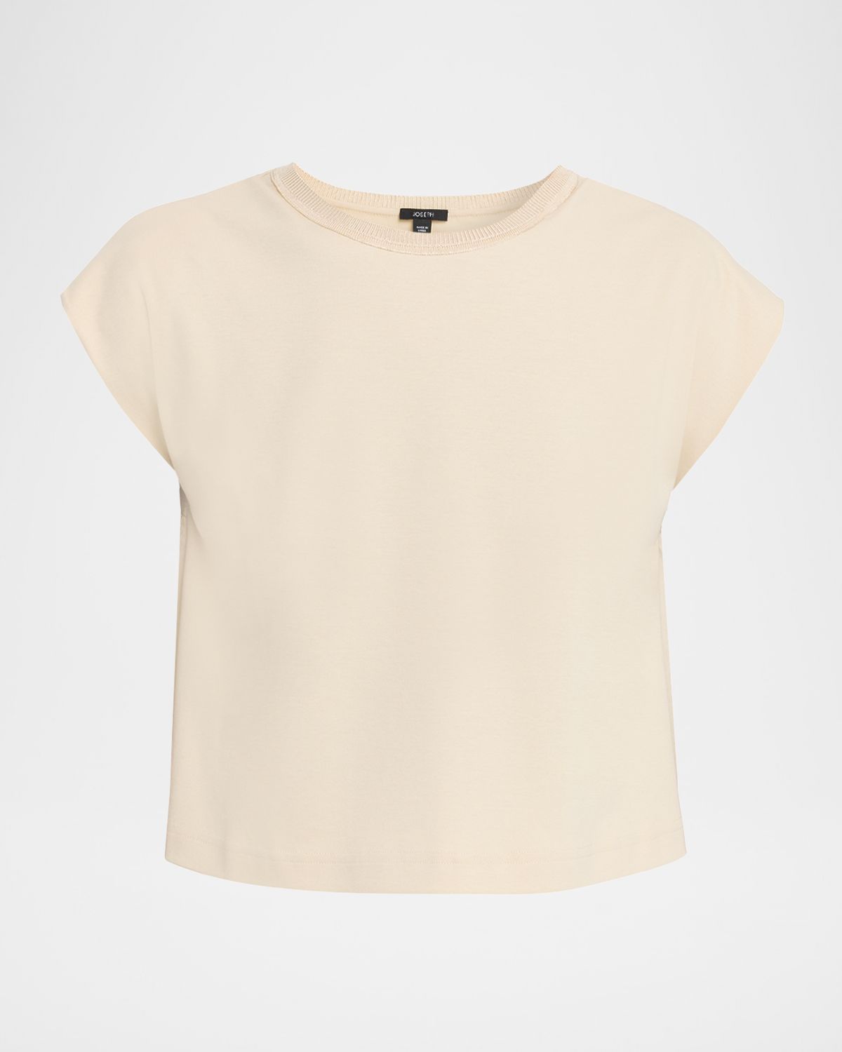Joseph Cap-Sleeve Cotton Jersey & Poplin Ruffle Tee