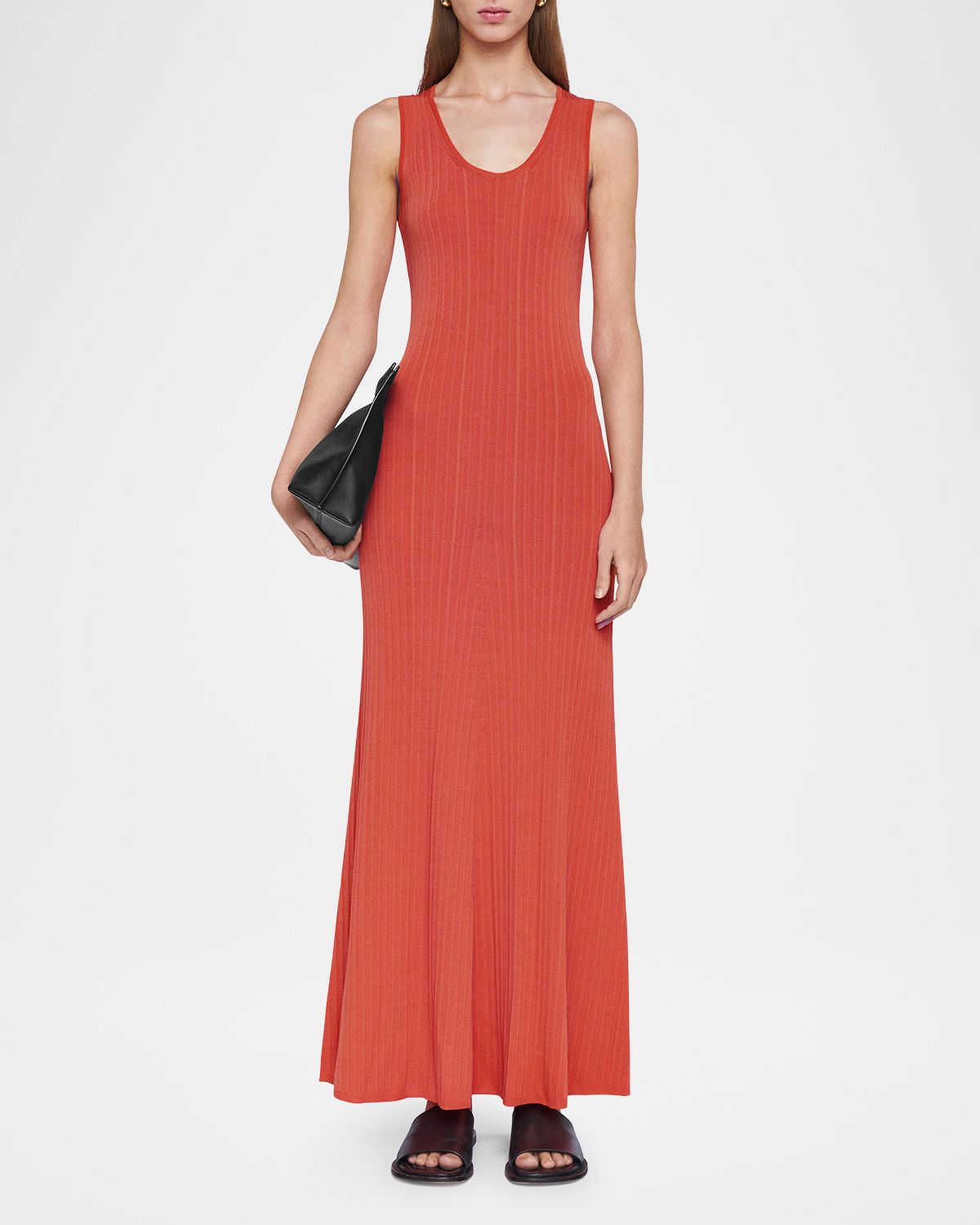 Joseph Cutout Racerback Viscose Rib Maxi Dress