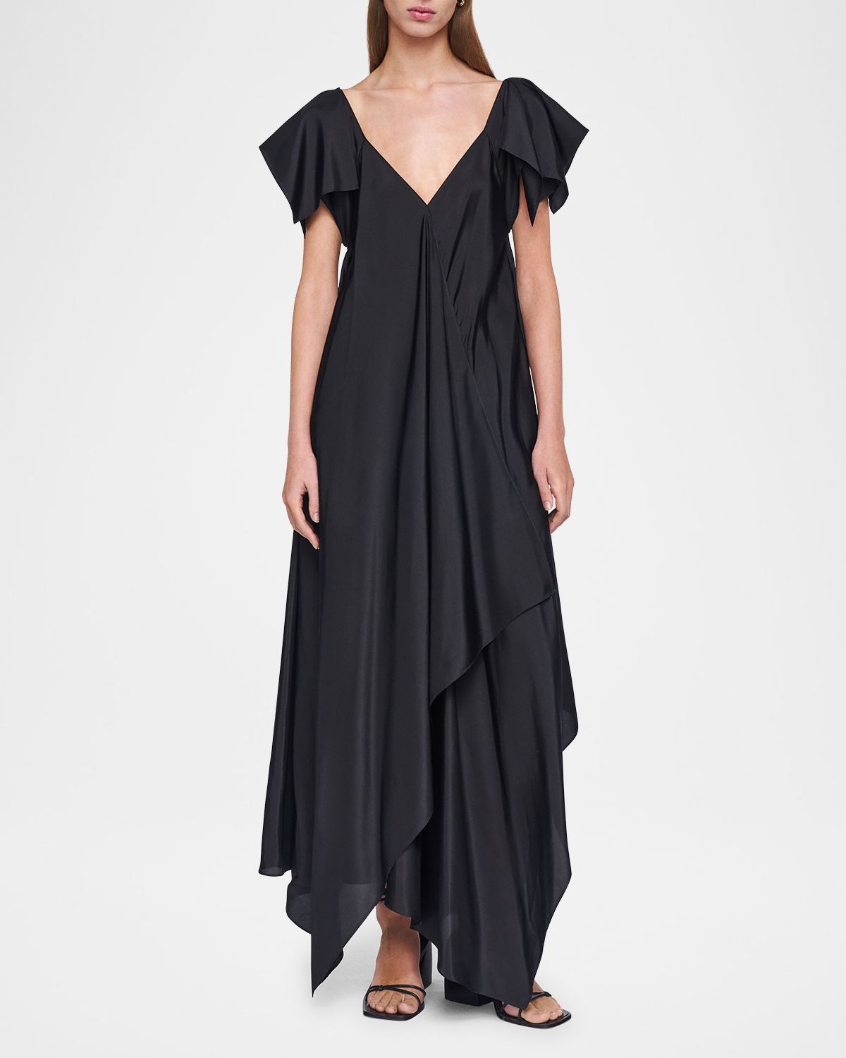 Joseph Plumet Draped Habotai Silk Maxi Dress