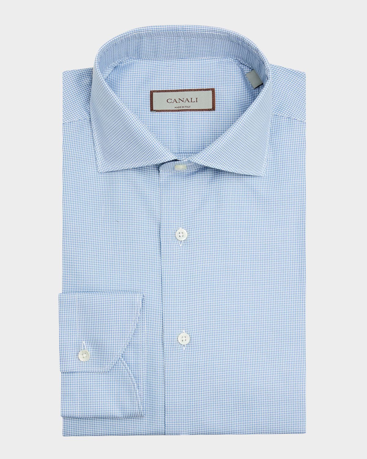 Canali Men 's Micro-Houndstooth Cotton Dress Shirt