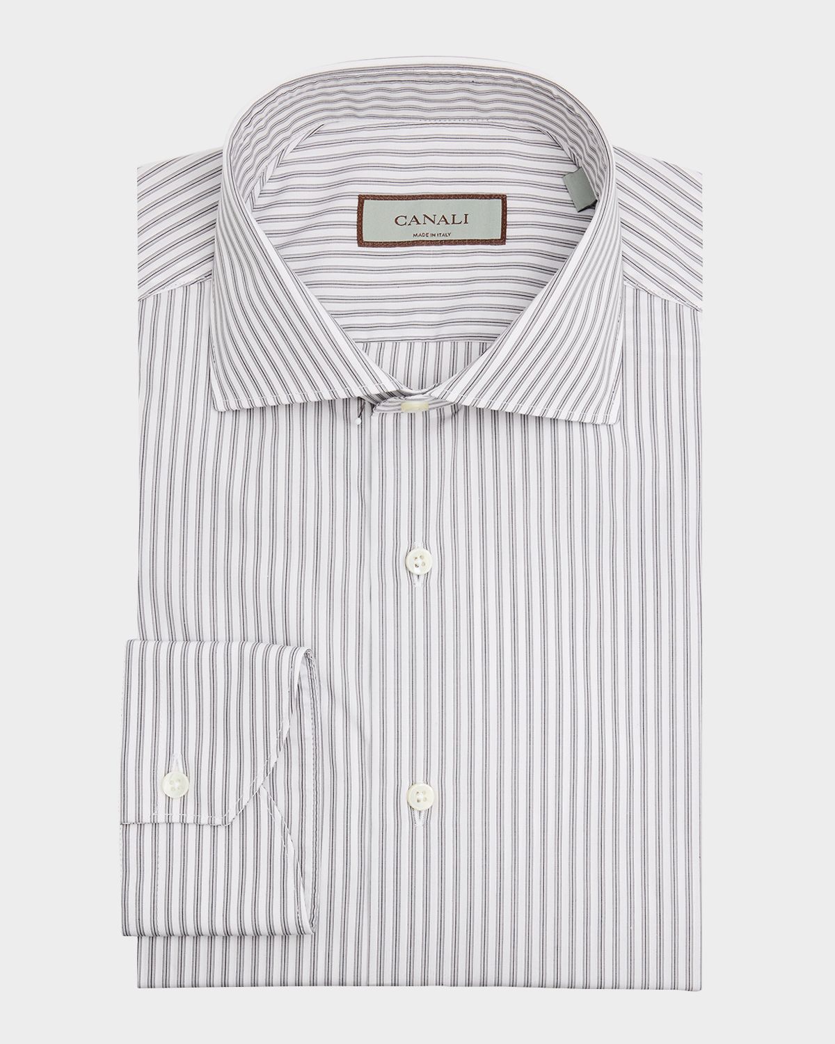 Canali Men 's Classic-Fit Stripe Cotton Dress Shirt