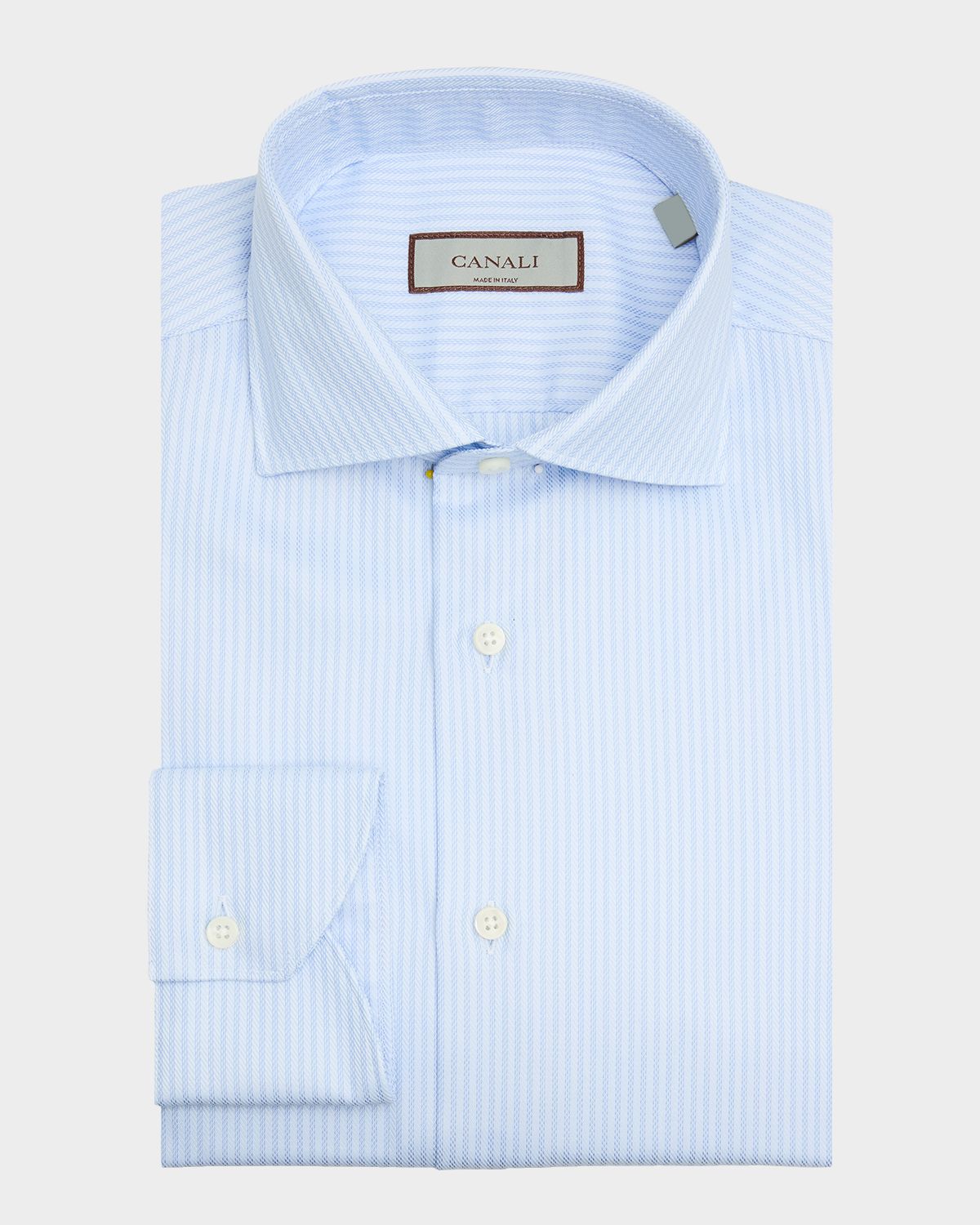 Canali Men 's Fine Stripe Cotton Dress Shirt