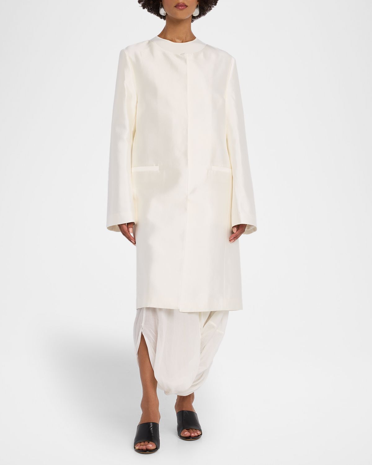 Toteme Silk Collarless Coat