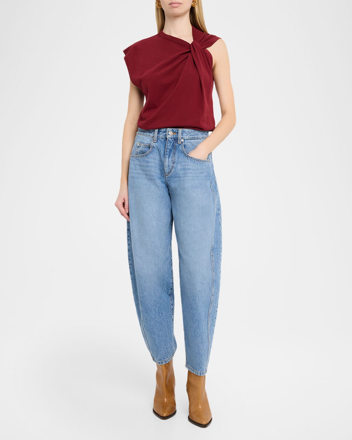 Isabel Marant Nayda Asymmetric Cotton T-Shirt | Thumbnail 5