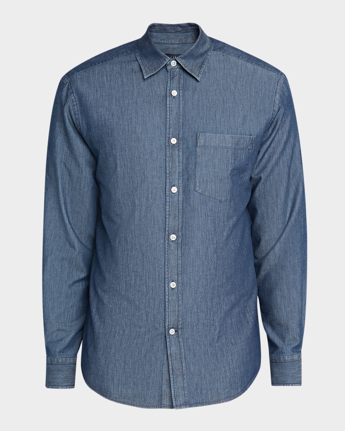 dunhill Men 's Silk-Cotton Chambray Long-Sleeve Shirt