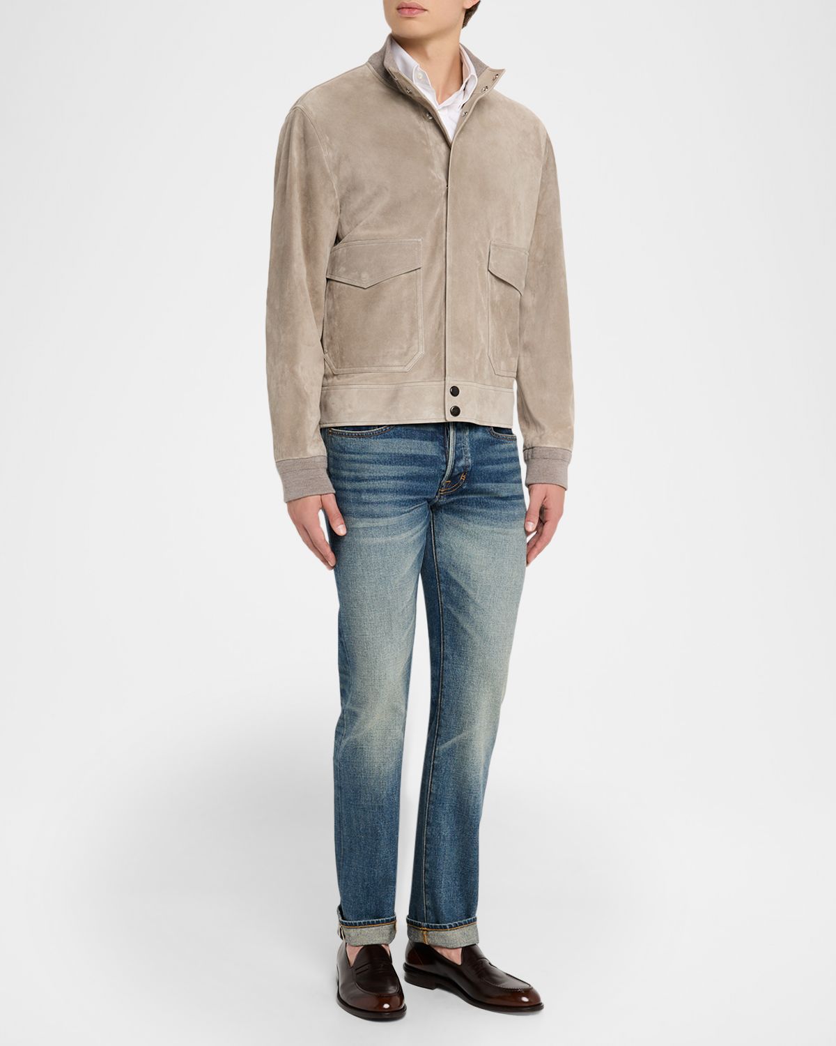 dunhill Men 's Harrington Suede Snap-Front Blouson