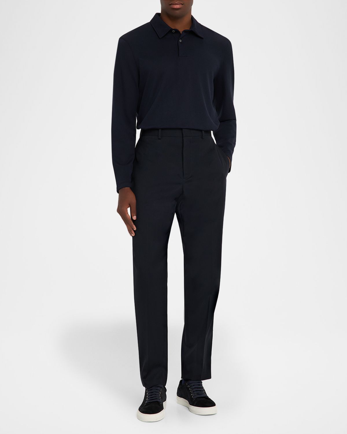 dunhill Men 's Cotton and Silk Long-Sleeve Polo Shirt