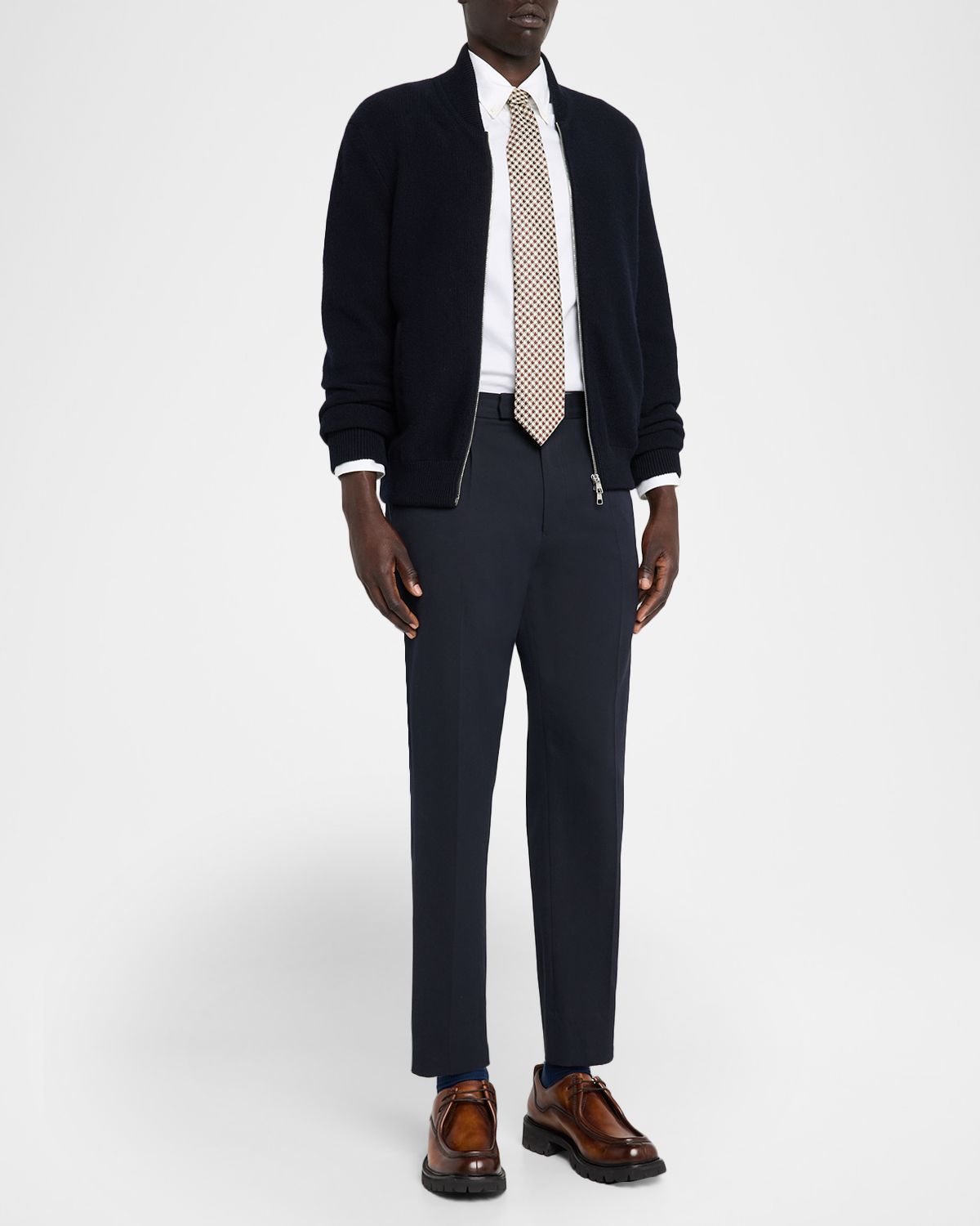 dunhill Men 's Cotton and Cashmere Knit Full-Zip Bomber Sweater