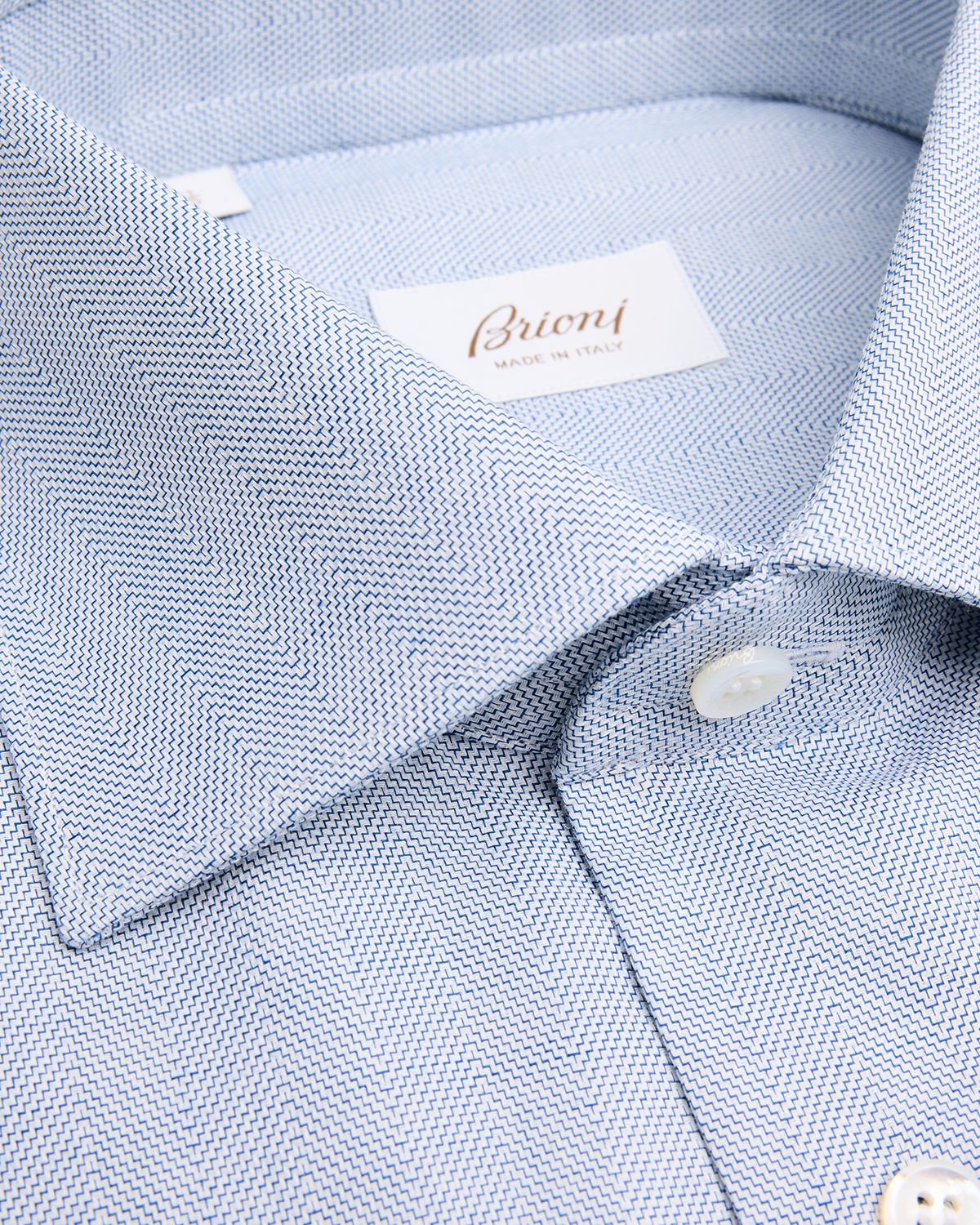 Brioni Men 's Cotton Herringbone Dress Shirt