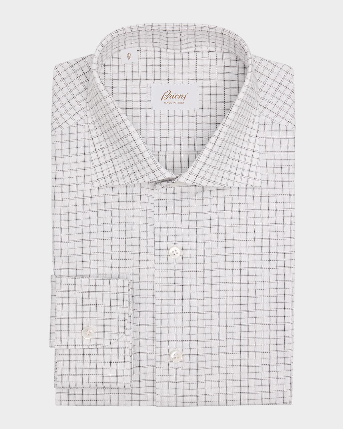 Brioni Men 's Cotton Grid Check Classic-Fit Dress Shirt
