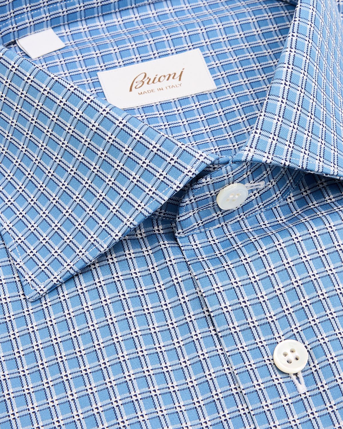 Brioni Men 's Petite-Check Cotton Point-Collar Dress Shirt