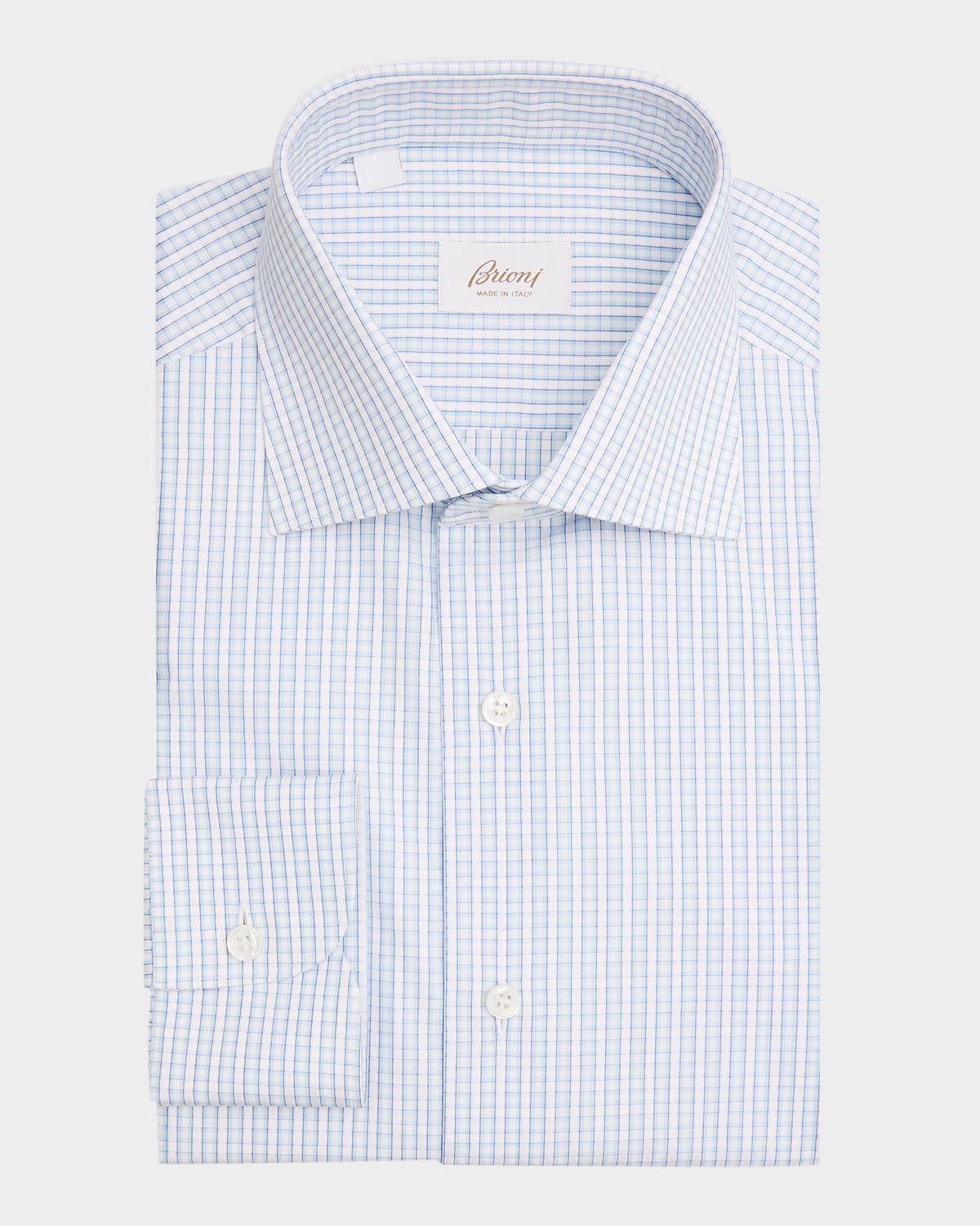 Brioni Men 's Cotton Petite Plaid Classic-Fit Dress Shirt