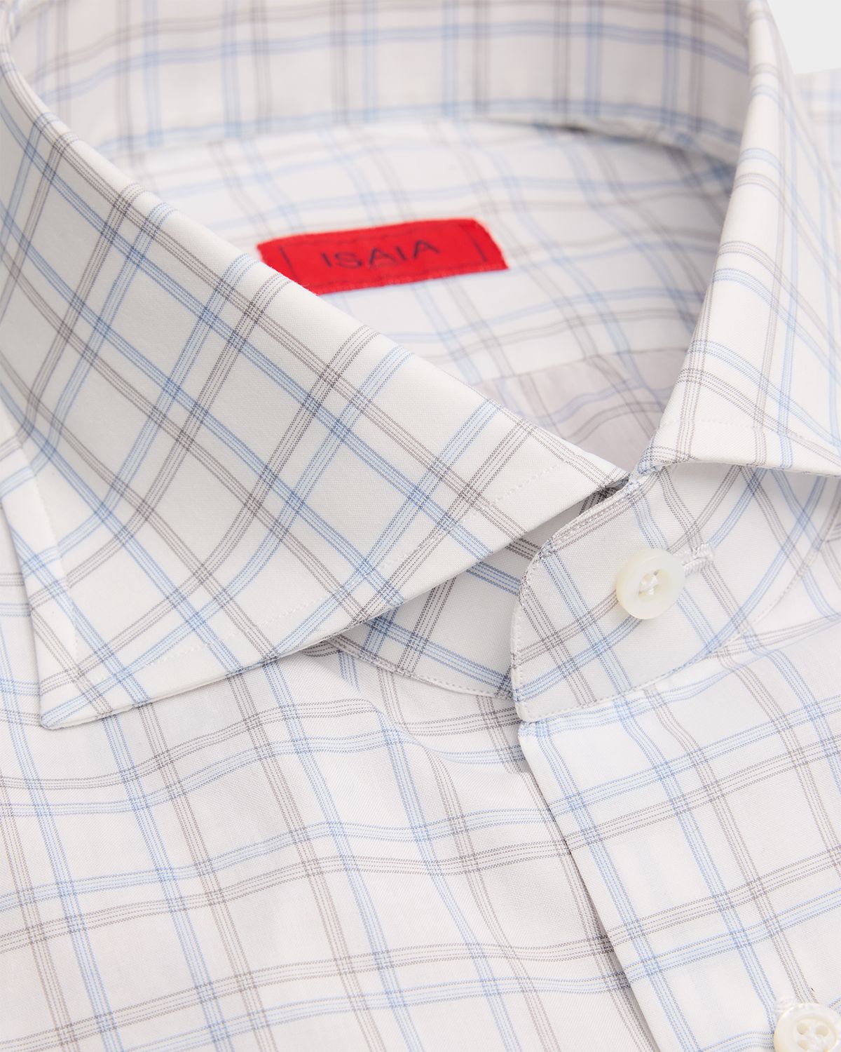 Isaia Men 's Graph Check Cotton Spread-Collar Dress Shirt