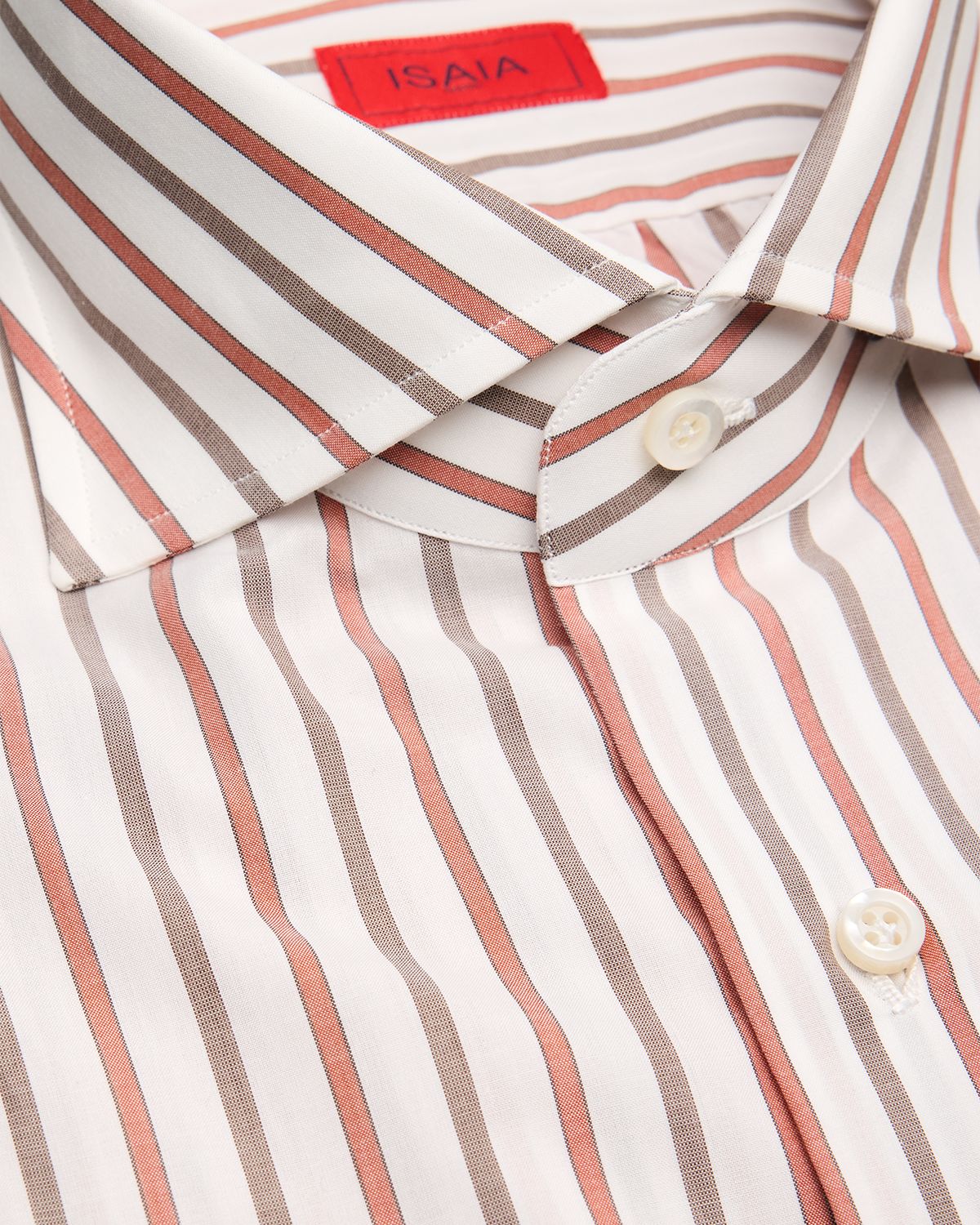 Isaia Men 's Cotton Bicolor Stripe Spread-Collar Dress Shirt