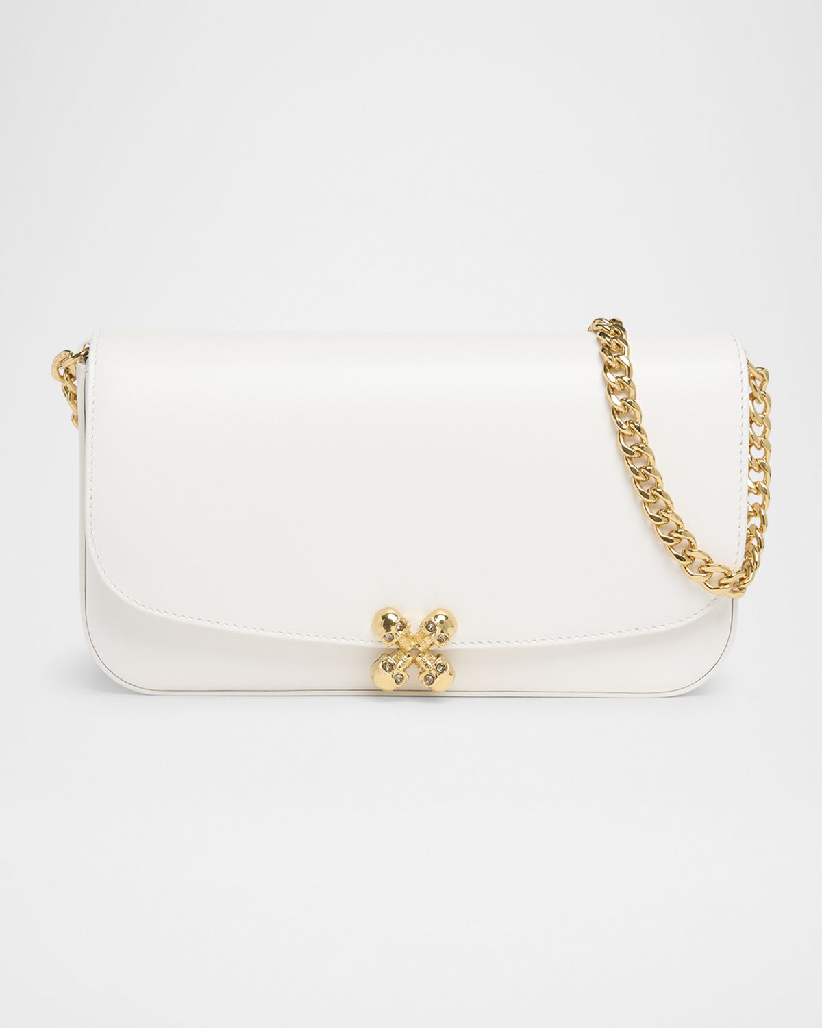 McQueen Skull Flower Leather Shoulder Bag