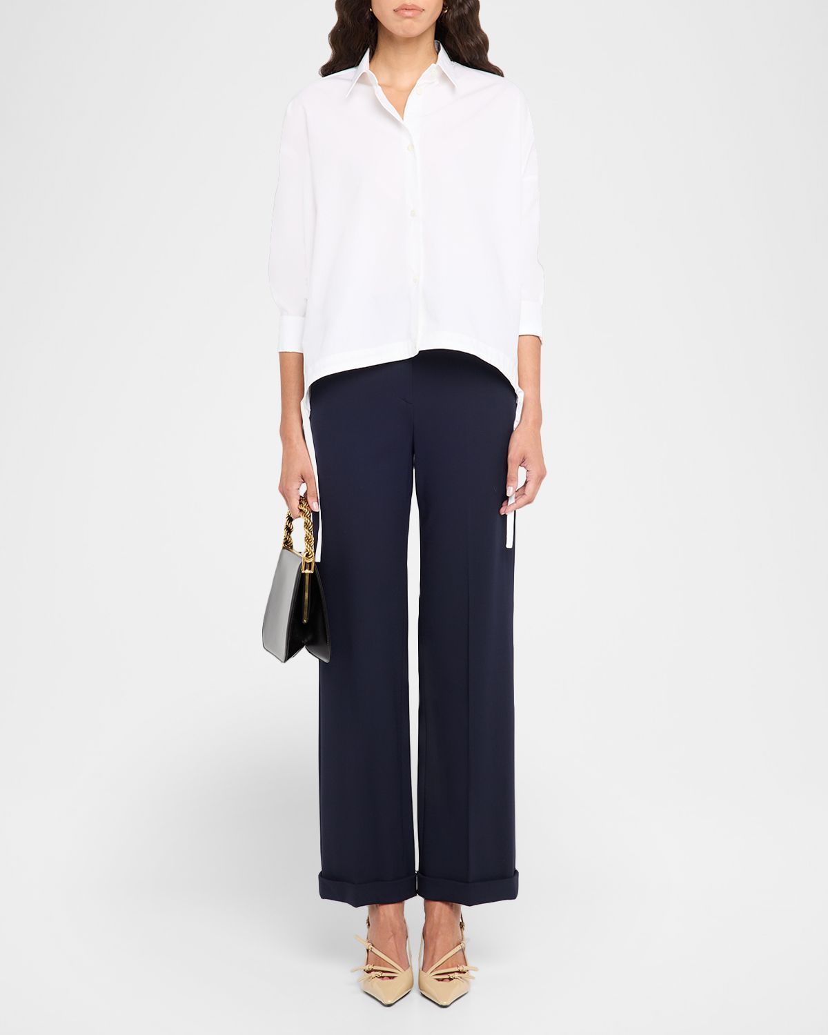 Emporio Armani Oversized Button-Down Cotton Poplin Shirt