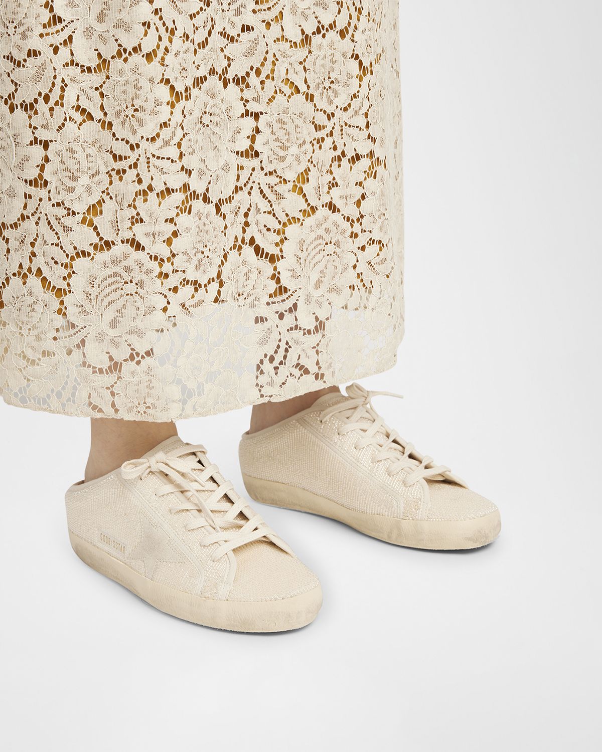 Golden Goose Super-Star Sabot Beaded Suede Slide Sneakers