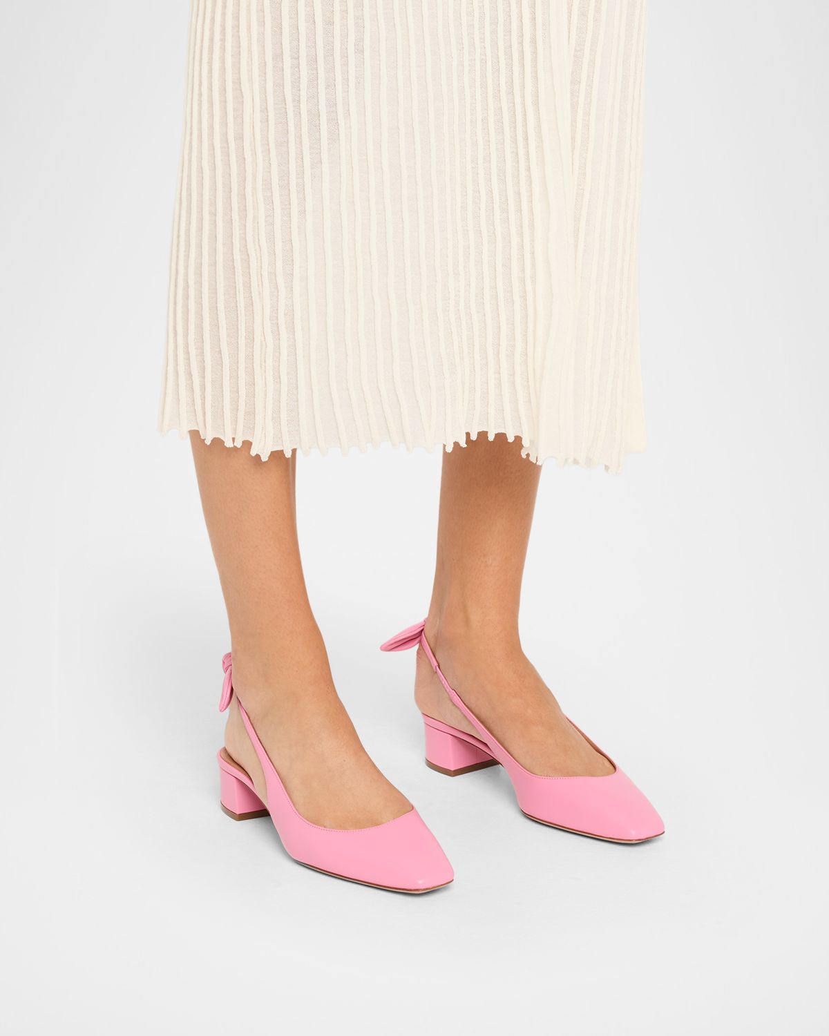 Aquazzura Very Bow Tie Leather Slingback Pumps