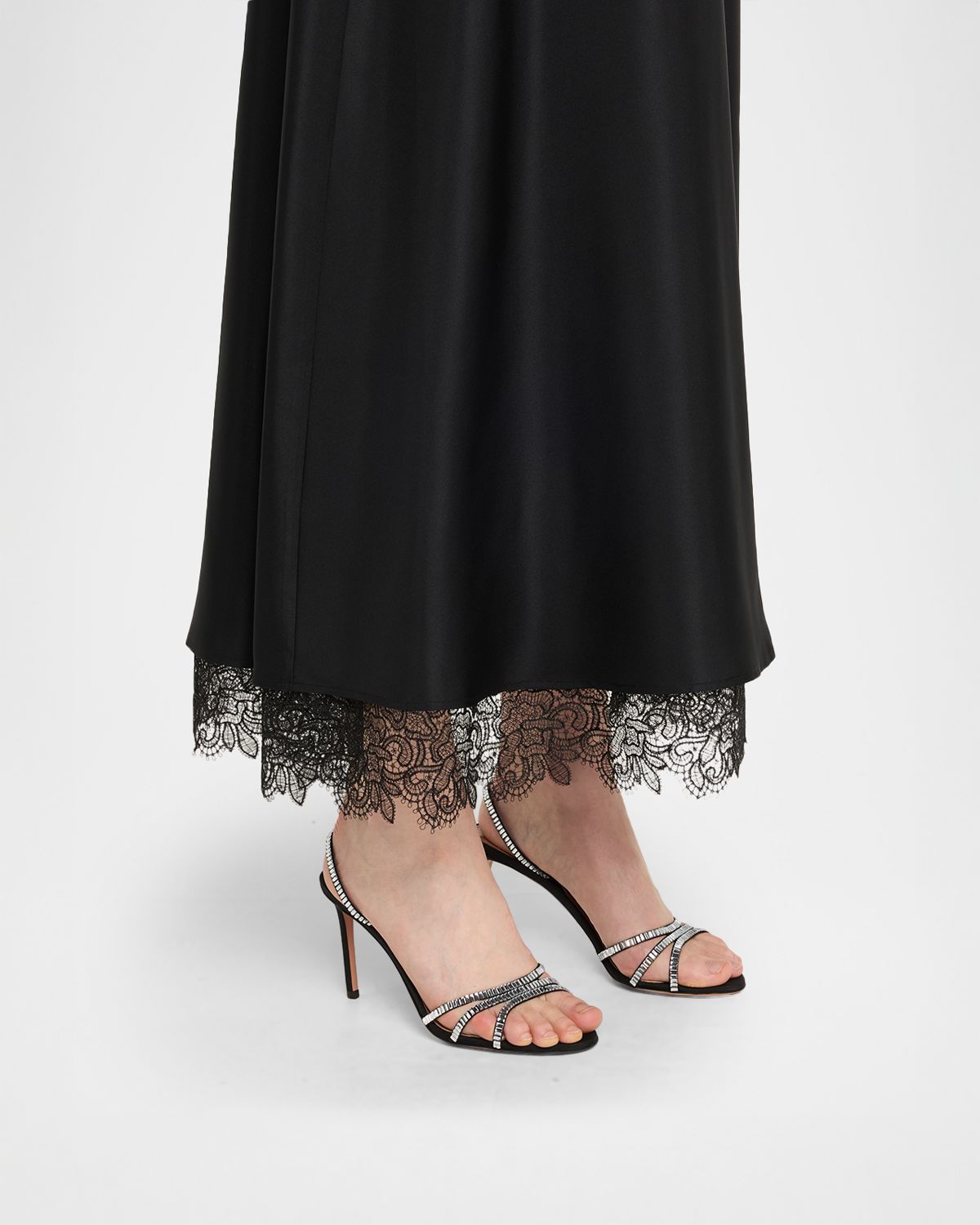 Aquazzura Memoire Crystal Grosgrain Halter Sandals