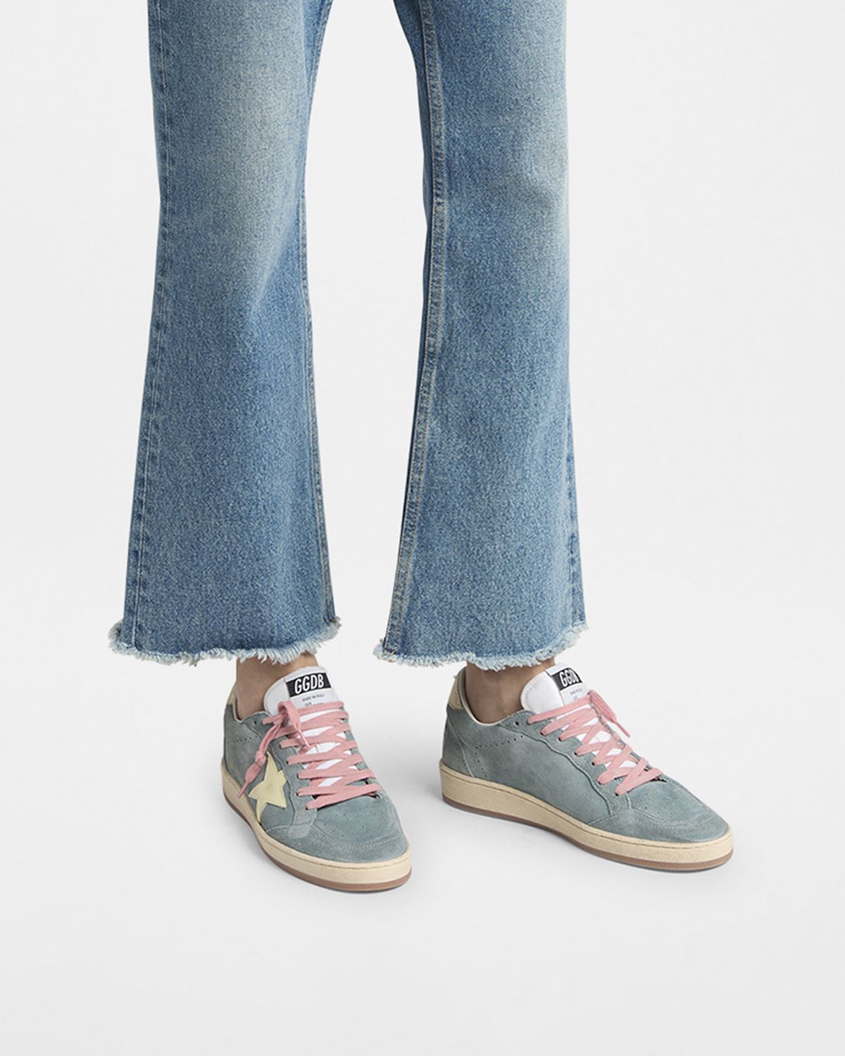 Golden Goose Ball Star Suede Metallic Low-Top Sneakers