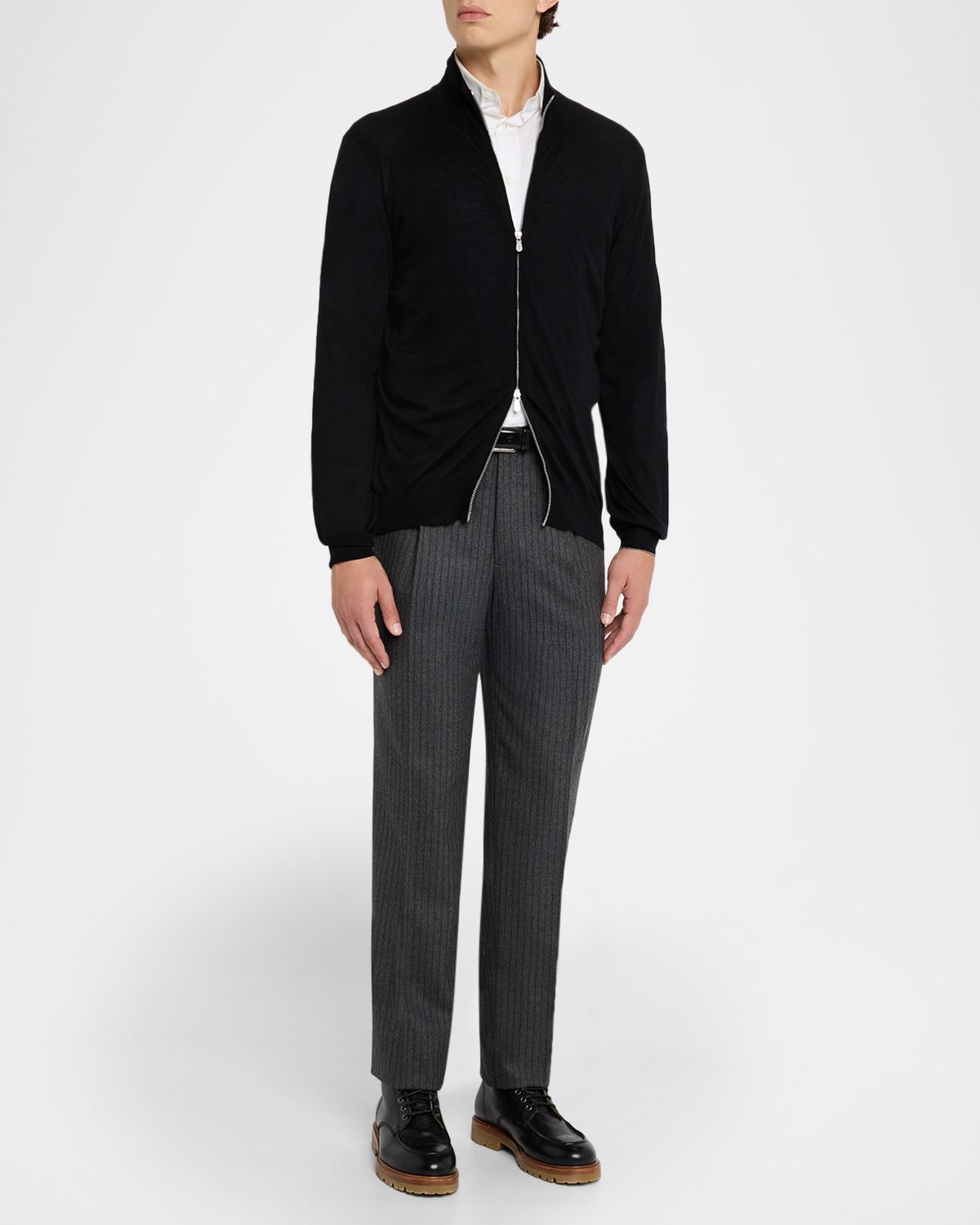 Brunello Cucinelli Men 's Fine Gauge Wool and Cashmere Full-Zip Sweater