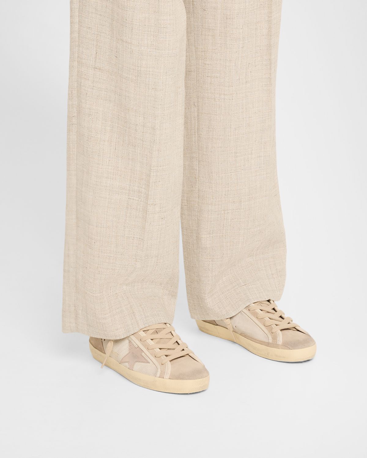 Golden Goose Super-Star Mixed Leather Low-Top Sneakers