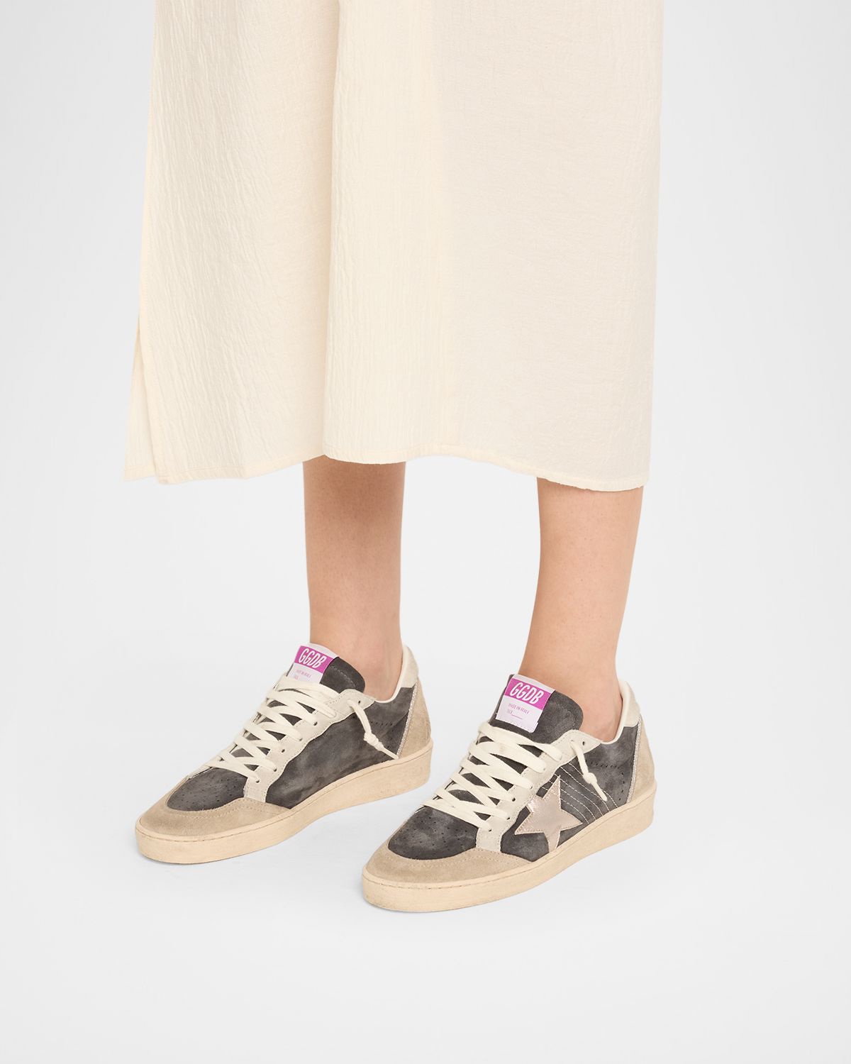 Golden Goose Ball Star Mixed Leather Low-Top Sneakers