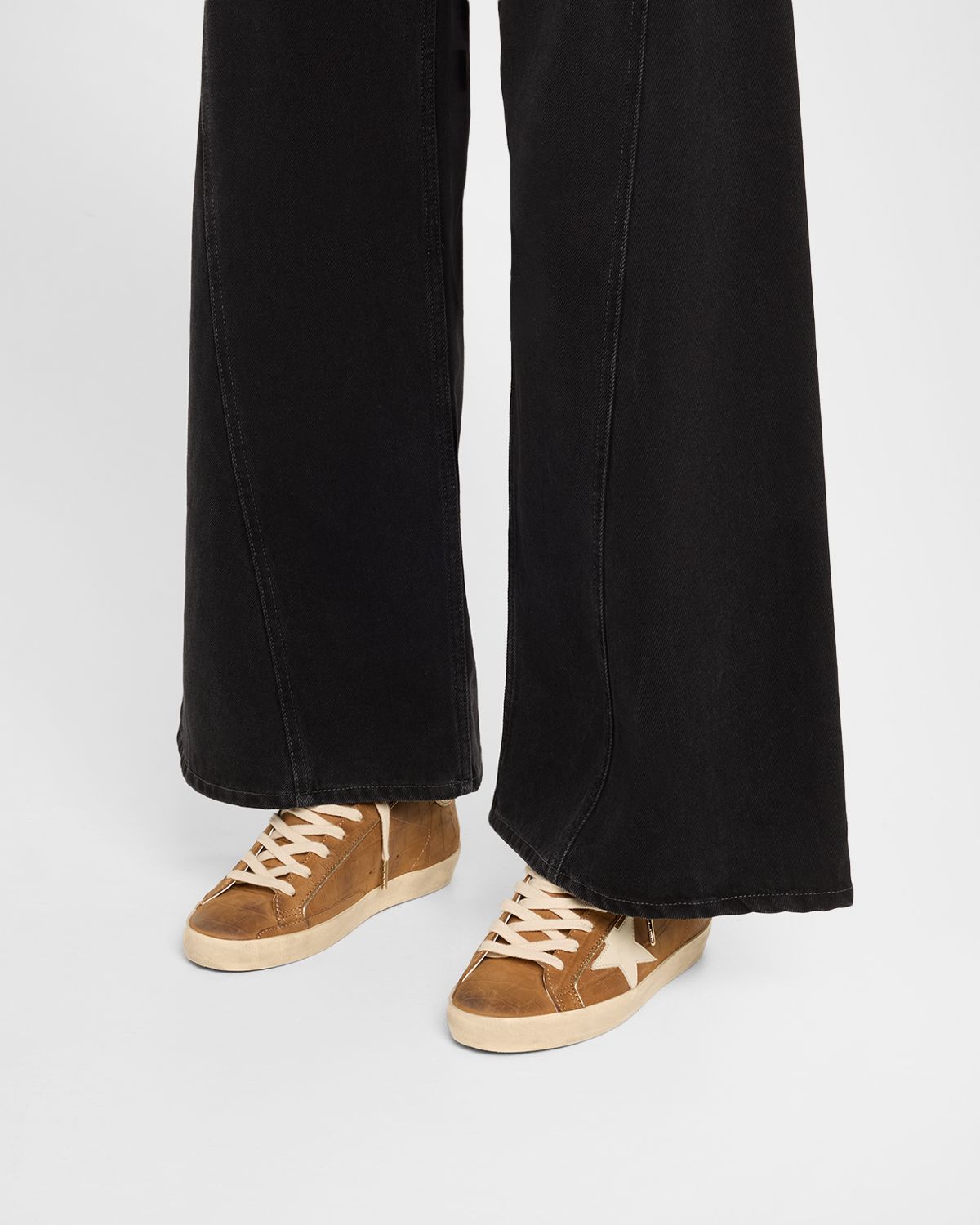 Golden Goose Super-Star Croco Leather Low-Top Sneakers