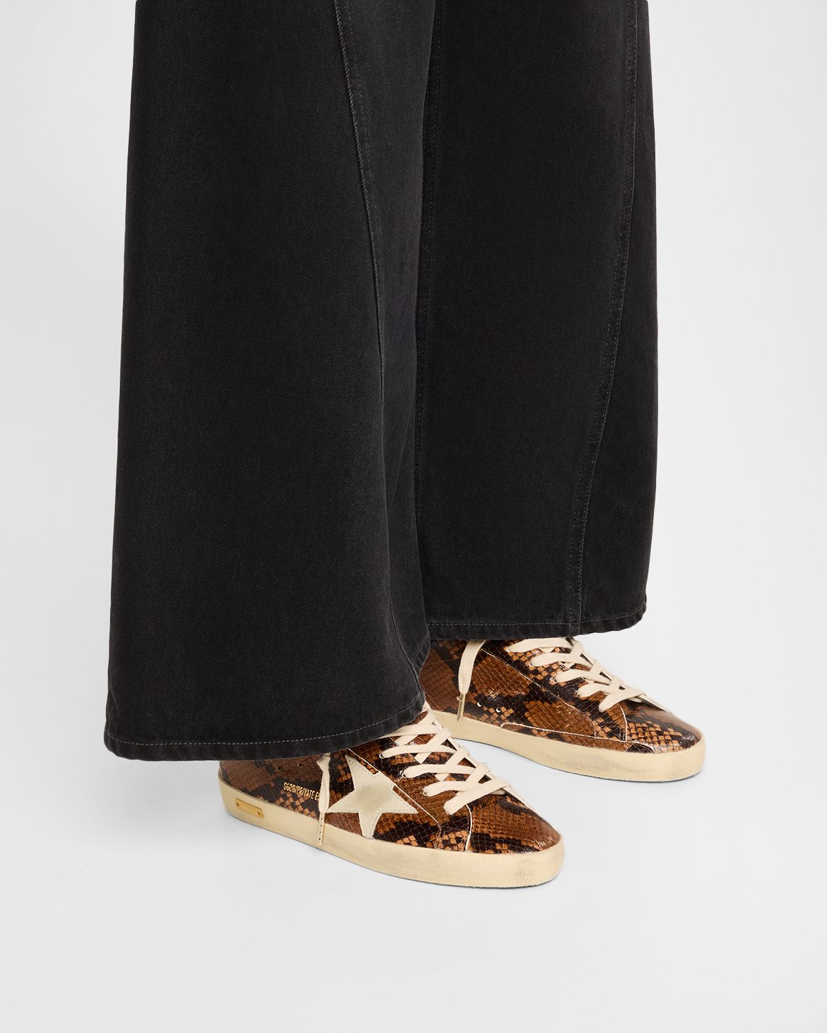 Golden Goose Super-Star Pyhton-Print Mixed Leather Low-Top Sneakers