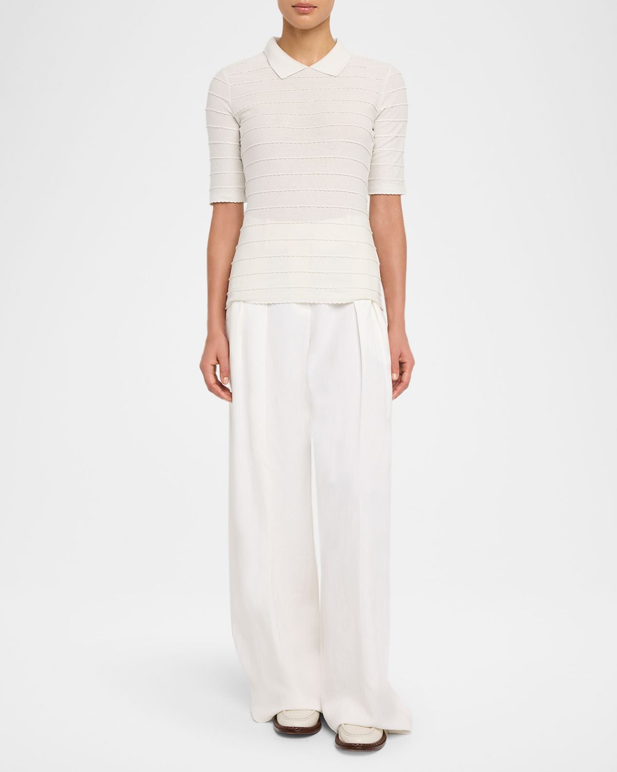 Emporio Armani Scallop-Trim Cotton Jersey Tee