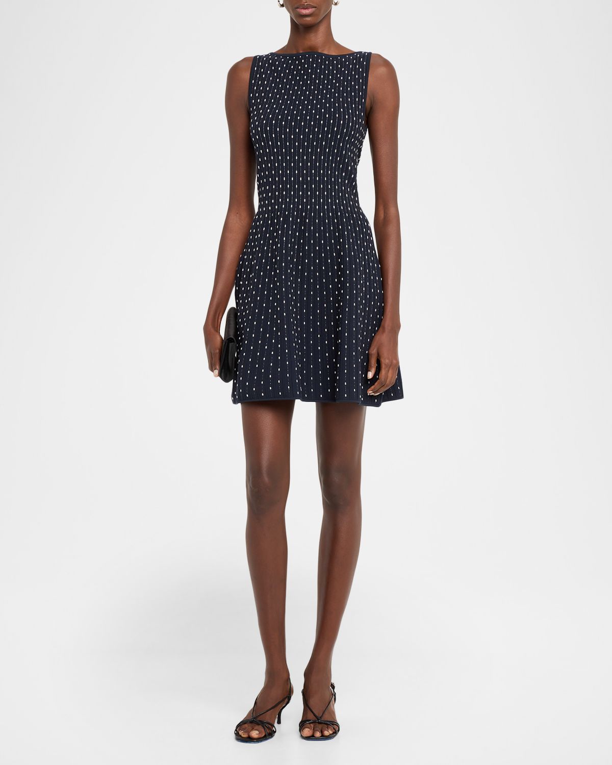 Emporio Armani Sleeveless Polka Dot Jacquard Mini Dress