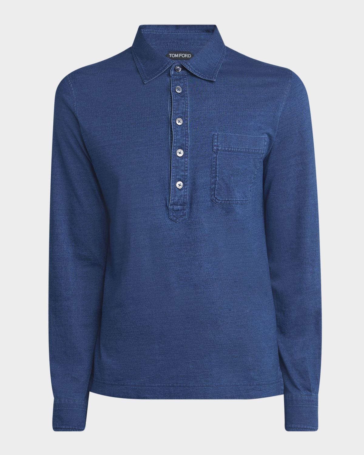 TOM FORD Men 's Cotton Long-Sleeve Pocket Polo Shirt