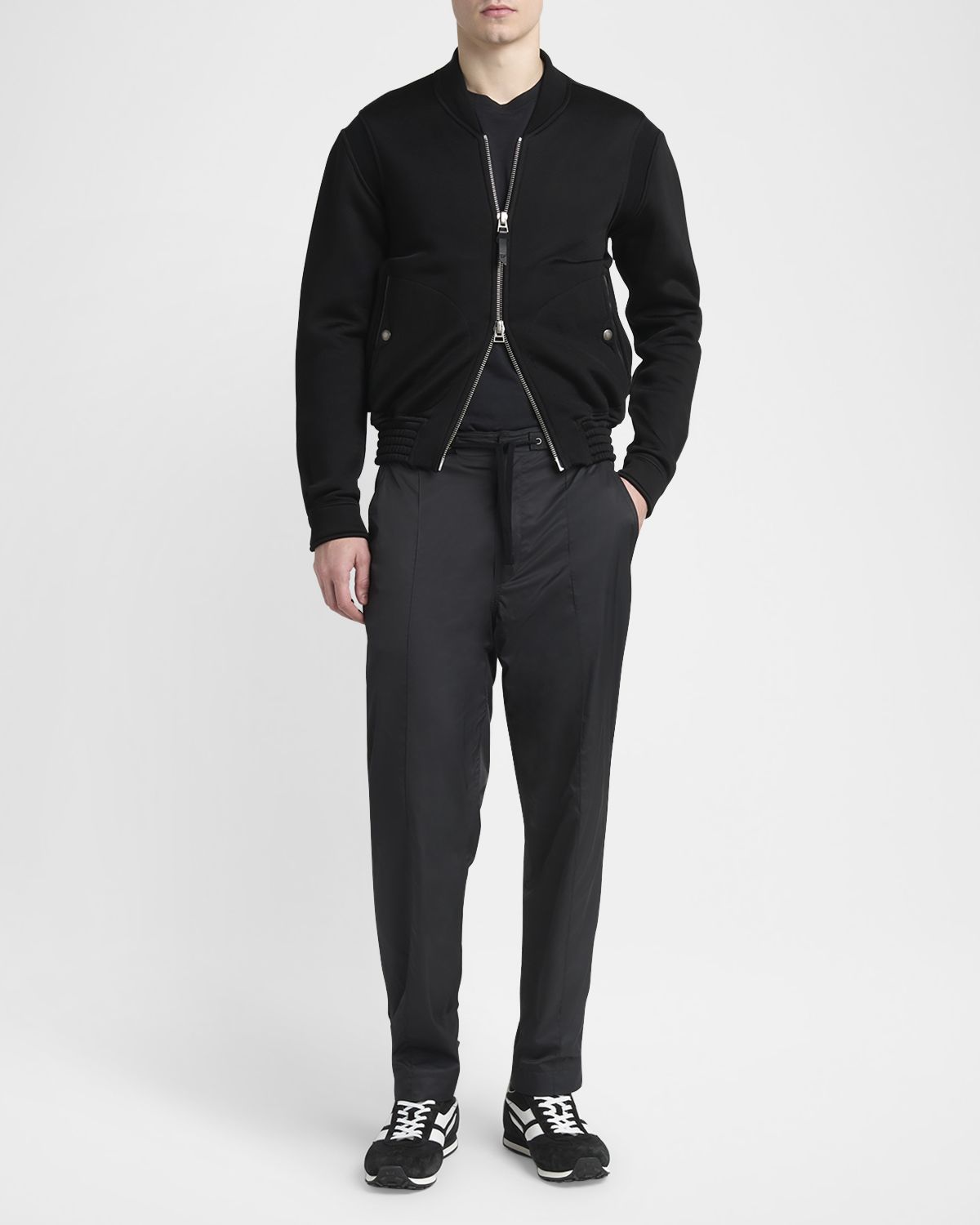 TOM FORD Men 's Cotton and Viscose Ribbed Bomber Jacket