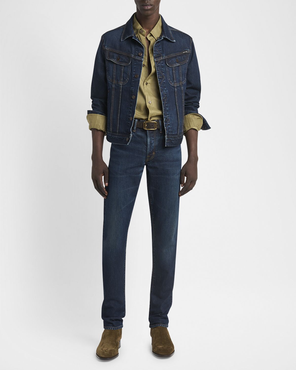 TOM FORD Men 's Broken Twill Icon Denim Jacket