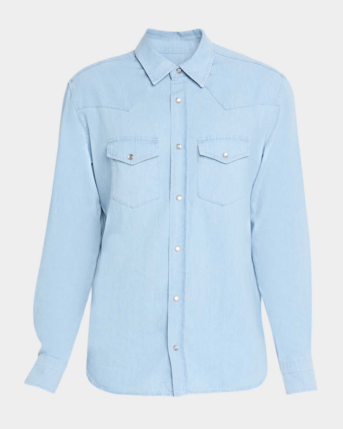 TOM FORD Men 's Chambray Slim Fit Snap-Front Western Shirt