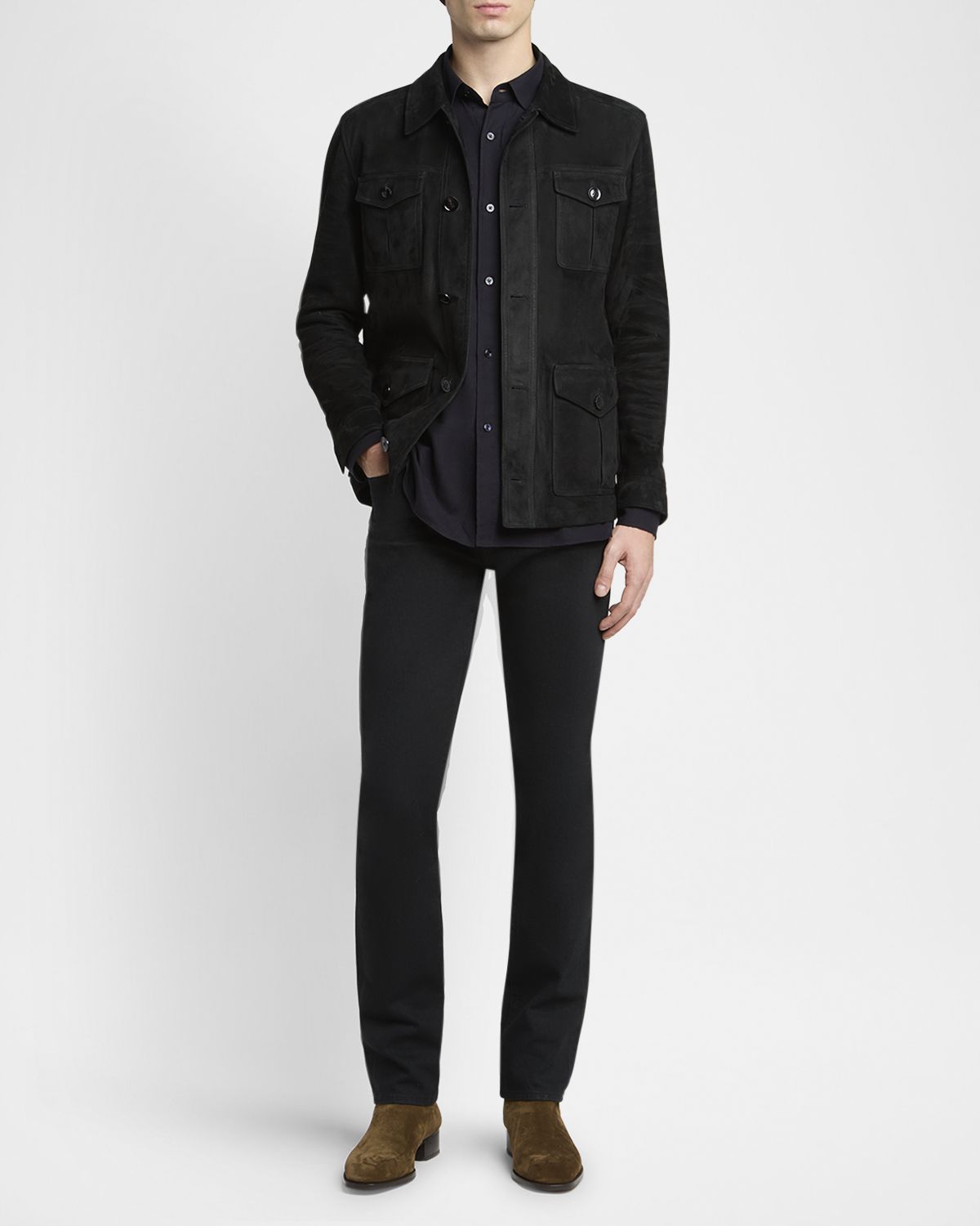 TOM FORD Men 's Suede Four-Pocket Military Jacket