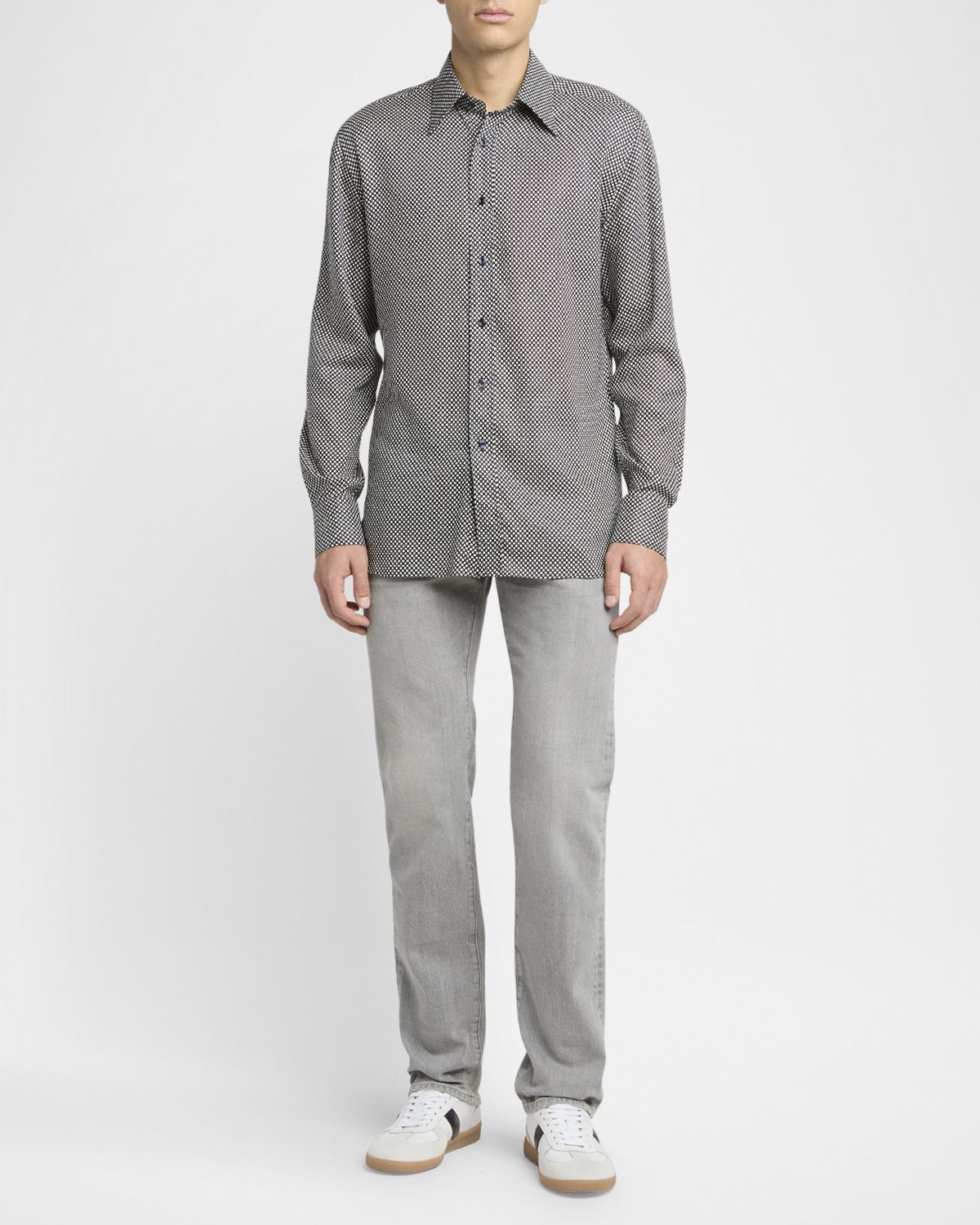 TOM FORD Men 's Lyocell Graphic Polka Dot Dress Shirt