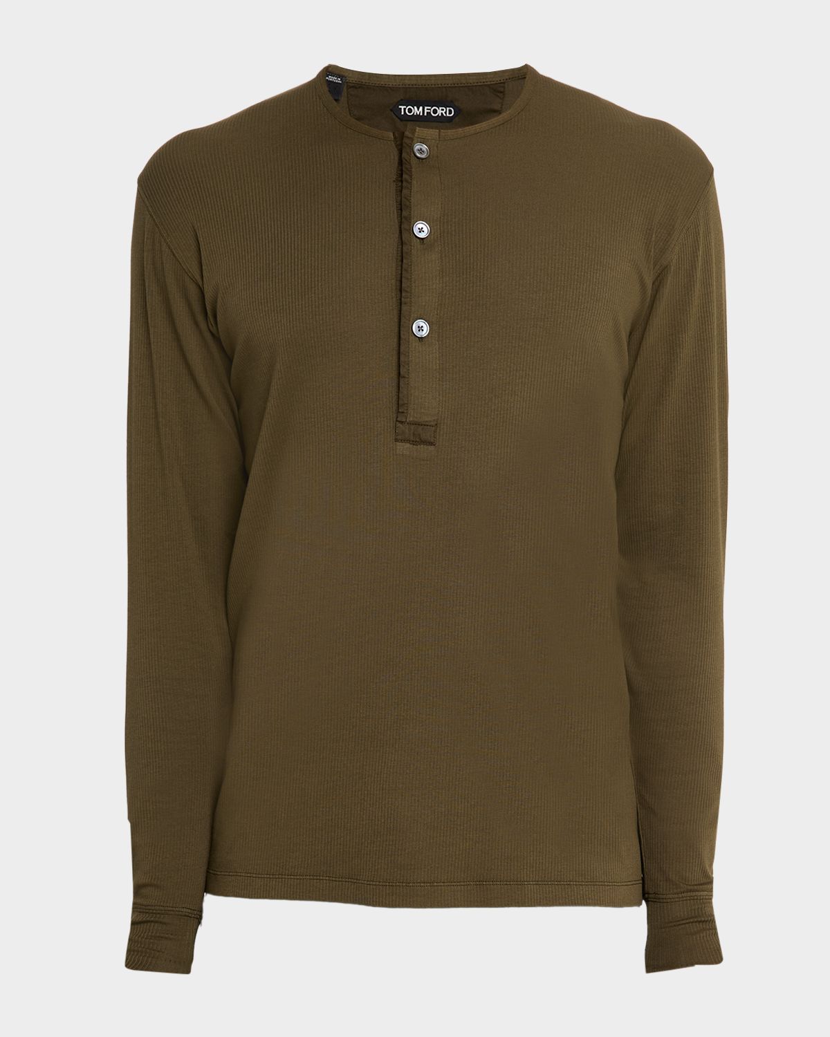 TOM FORD Men 's Ribbed Long-Sleeve Henley Tee