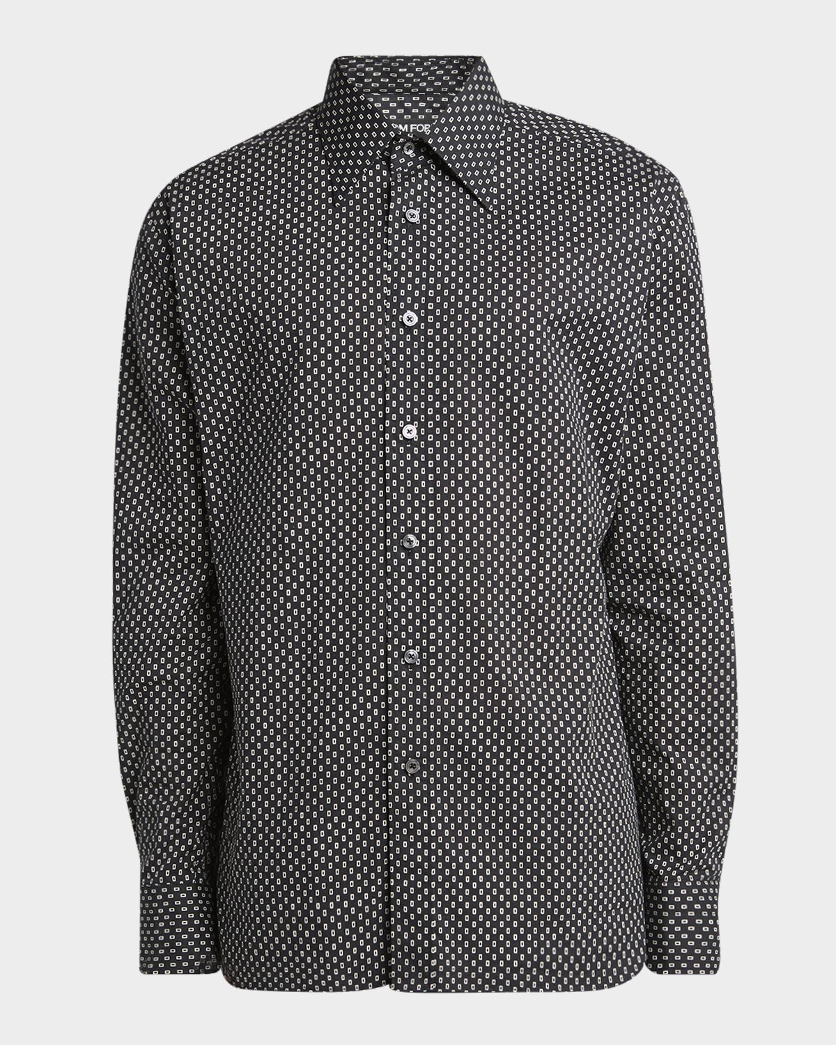 TOM FORD Men 's Geometric Cotton Voile Sport Shirt | Thumbnail 6 TOM FORD Men 's Geometric Cotton Voile Sport Shirt | Thumbnail 6