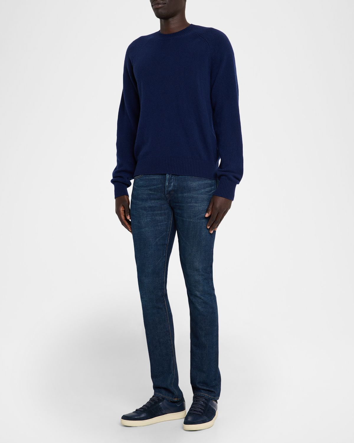 TOM FORD Men 's Cashmere and Lambswool Raglan Crewneck Sweater