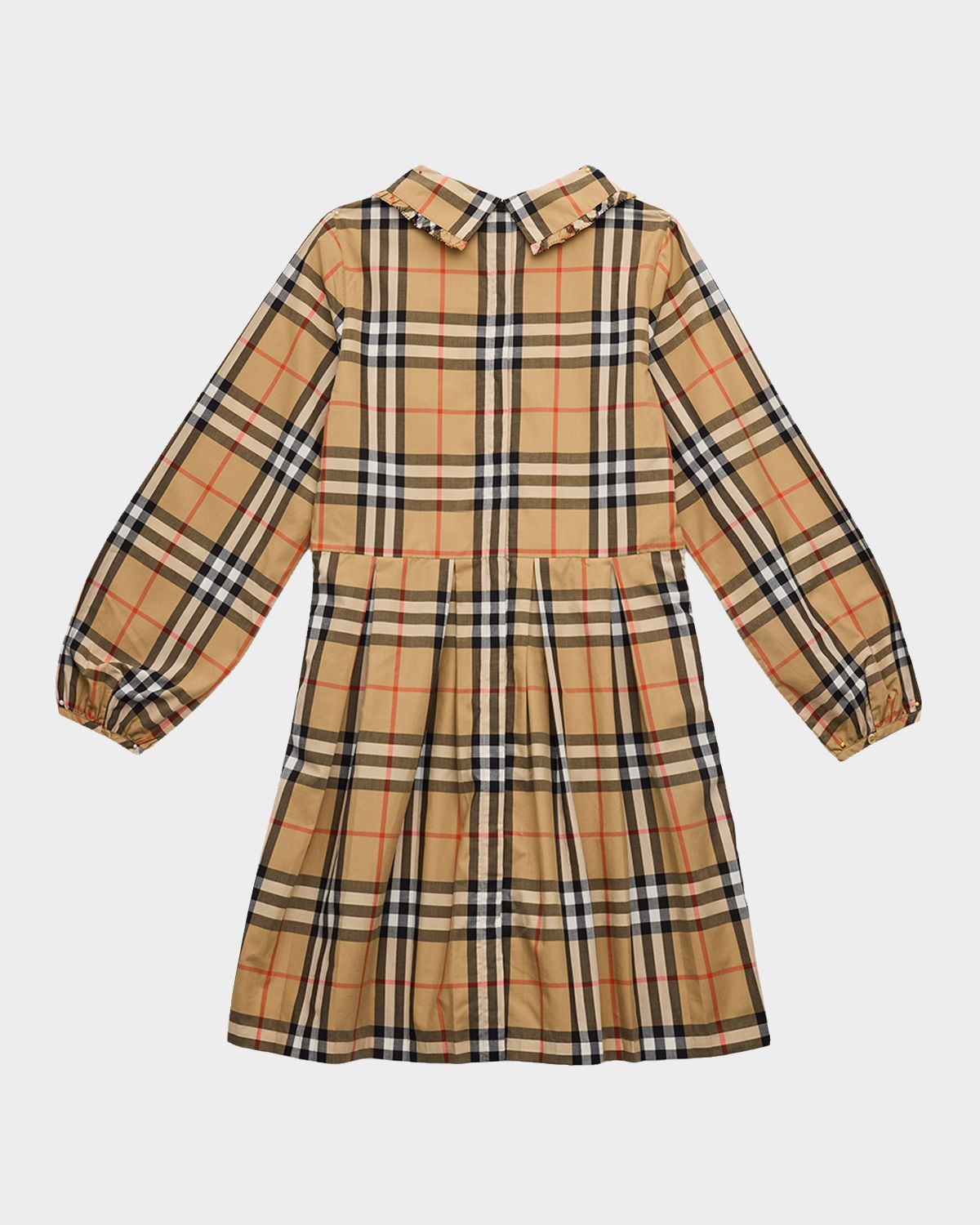 Burberry Girl 's Ida Long-Sleeve Smocked Check Dress, Size 3-14