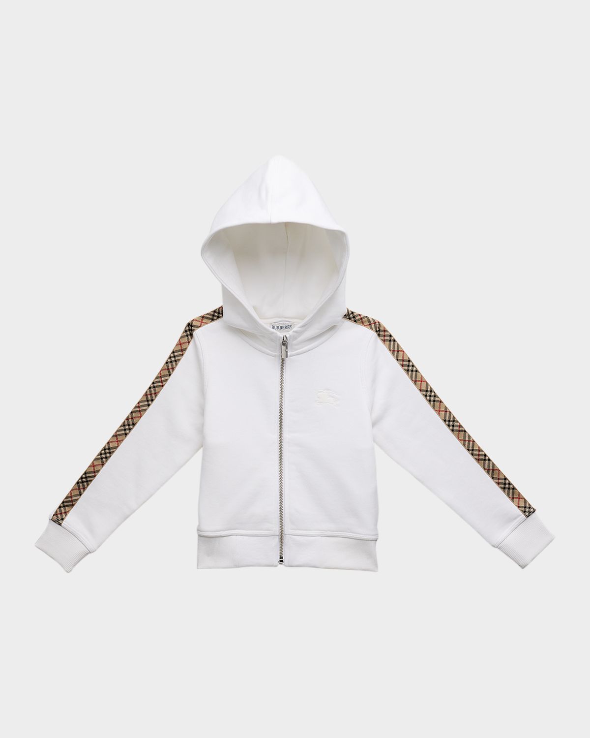 Burberry Girl 's Elin Check Tape Zipped Hoodie, Size 3-14